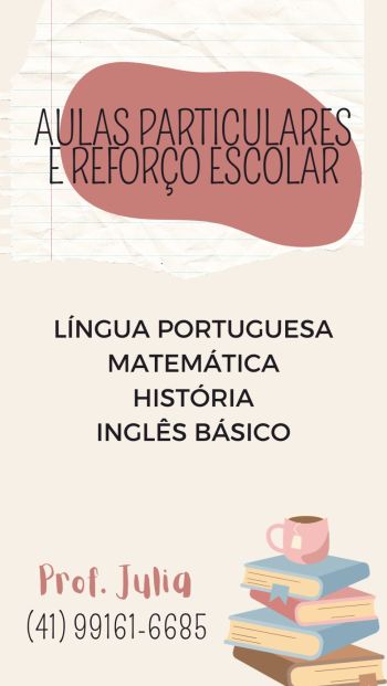 Aula particular e reforo escolar - professora julia. Guia de empresas e servios